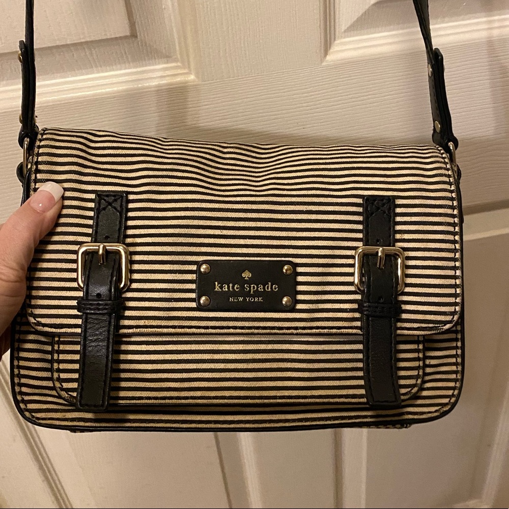 Kate Spade purse striped black and white